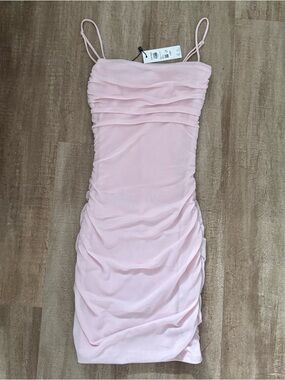 Pink Ruched Bodycon Dress